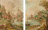 Gegenstücke: Landschaften mit Handelsreisenden by Holland, um 1800, oil, offered Dec 2015