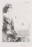 Femme au divan avec une jeune fille et un vielliard assis by Pablo Picasso, 1966, aquatint, sold Dec 2015