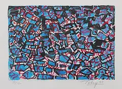 Red-Blue by Mark Tobey, 1973, color lithograph, offered Dec 2015