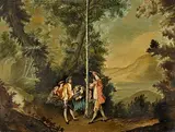 Spielende Gesellschaft im Freien by Frankreich, 18.Jh., oil on canvas, sold Dec 2015