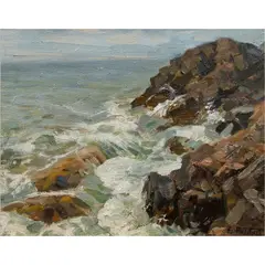 Crashing Wave by Edward Henry Potthast, oil on canvas affixed to board, sold Jan 2024