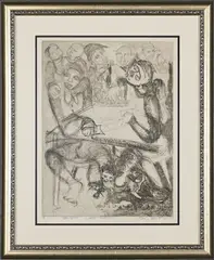 Soweto Card Players by Eric Mbatha, etching, sold Mar 2026