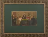 Sketch for Incessant Meeting Sitters by Lotfulla Fattakhov, 1953, Oil on Board, sold Apr 2025