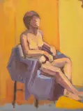Post-Cubist Nude Woman Composition by Penny Purpura, Oil on Panel, sold Apr 2025