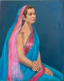 Portrait of a Lady in Saree by Penny Purpura, Oil on Canvas, sold Apr 2025
