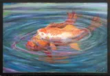 Carp in a Pond by R. Venuti, 1993, Oil on Canvas, sold Apr 2025