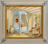 Interior Scene by Robert Moore, 1990, Acrylic on Board, sold Apr 2025