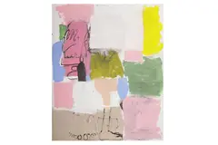 Untitled by Stuart Cumberland, acrylic and collage on linen, offered Jun 2022