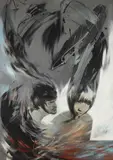 Untitled by Russ Mills Aka Byroglyphics, mixed media and acrylic on canvas, offered Jun 2022