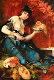 The fruit bearer Oil on canvas Signed lower right 125 x 88cm (49 x 34½ in.) by Heinrich Hans Schlimarski, Oil on canvas, sold Jul 2019