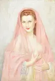 Lady in pink Oil on canvas Signed upper right 64 x 46cm (25 x 18 in.) λ Indicates that this lot may be subject to Droit de Suite royalty charges by Gustave Brisgand, Oil on canvas, sold Jul 2019