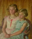 Portrait of Hilary and Jane Crosthwaite by Henry Carr, Oil on canvas, offered Jul 2019
