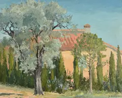 French farmhouse Oil on board Signed lower right 33 x 41cm (12 x 16 in.) λ Indicates that this lot may be subject to Droit de Suite royalty charges by Phoebe Donovan, Oil on board, sold Jul 2019