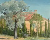 French farmhouse Oil on board Signed lower right 33 x 41cm (12 x 16 in.) λ Indicates that this lot may be subject to Droit de Suite royalty charges by Phoebe Donovan, Oil on board, sold Jul 2019