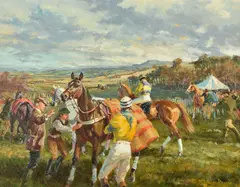 Stand, dammit ! Oil on canvas Signed lower right 55.5 x 71cm (21¾ x 27¾ in.) λ Indicates that this lot may be subject to Droit de Suite royalty charges by Heather St Clair Davis, Oil on canvas, sold Jul 2019