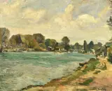 The Thames at Walton Oil on canvas Signed lower right 65.5 x 77cm (25¾ x 30¼ in.) λ Indicates that this lot may be subject to Droit de Suite royalty charges by Ronald Ossory Dunlop, Oil on canvas, sold Jul 2019