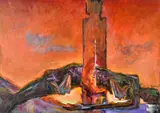 Abstract Composition by Mircea Marosin, Oil on canvas, offered Jul 2019