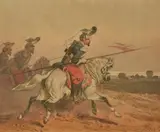 Cavalry engagement; Preparing to shoot Pen by Théodore Fort, Pen, ink and watercolour The former signed lower left, offered Jul 2019