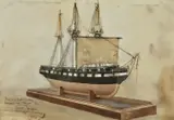 Model of an East Indiaman by Montague Dawson, 1946, Watercolour, sold Jul 2019