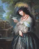 La Billet Doux Pastel Signed, inscribed and dated 1846 lower left 66 x 54cm (25 x 21¼ in.) by Élisa Desrivières, 1846, Pastel, offered Jul 2019