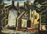 Bombed House by Marcel Ronay, 1943, Woodcut with hand colouring, sold Jul 2019