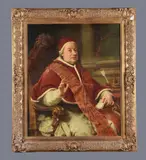 Portrait of Pope Clement XIII Oil on canvas Signed and inscribed to pope's letter 106 x 91cm (41½ x 35¾ in.) by Giuseppe Tori, Oil on canvas, sold Jul 2019
