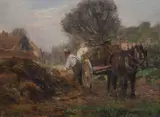 Labourer loading a farm cartOil on canvasSigned by Albert Ernest Bottomley, Oil on canvas, sold Jul 2021