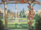 The Garden, Summerchase, The Circle of Senely, September 1940 oil on board signed and inscribed verso 37 x 50cm by Frank O. Salisbury, oil on board, sold Jul 2021