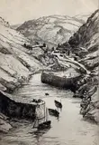 Boscastle by May Tremel, etching, sold Jul 2021