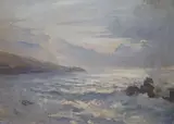Coastal landscape, initialled, 23 x 30cm by J.H. Bland, oil on canvas, sold Jul 2021
