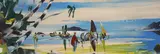 Fisherman on a tropical shoreline by George R. Deakins, oil on board, sold Jul 2021