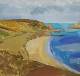 Down to Great Bay, Cornwall by Jim F Whitlock, 2002, gouache, offered Jul 2021