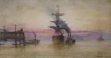Ships along the coast by Thomas Hale Sanders, 1881, watercolour, sold Jul 2021