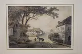 Horseman in a coastal village by Dominic M. Serres, watercolour, sold Jul 2021