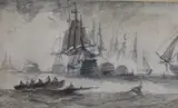 Shipping at sea by William Calcott Knell, 1875, watercolour, sold Jul 2021