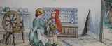 Little Red Riding Hood, 10 x 23cm by Rene Cloke, ink and watercolour, sold Jul 2021