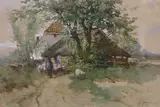 A Dutch homestead with sheep by Johannes Josephus Garjeanne, watercolour, sold Jul 2021