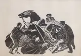 The Brave Bull by Iain Macnab, woodcut, sold Jul 2021