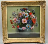 Michaelmass Daisies, oil on board, signed bottom right, labels verso for by Dan Ferguson, Oil Painters and Royal Scottish Academy Exhibition, sold Feb 2016