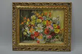 oil on canvas, still life flowers in glass vase, signed bottom right, approximately by Doreen China, oil on canvas, sold Feb 2016