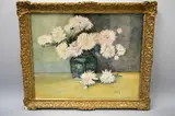 a gilt framed watercolour, still life flowers in glass vase, signed bottom right, by M. Percy, watercolour, sold Feb 2016