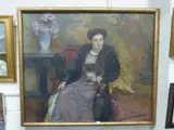 oil on canvas portrait Queen Alexandra with dog, inscribed Kapie Nach W Krousz, approximately 104cm x 122cm by D Balla, oil on canvas, sold Jan 2016