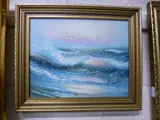 oil on canvas, coastal scene, incoming tide, signed bottom right, framed, approximately by H. Gailey, oil on canvas, sold Jan 2016