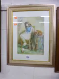 The Showman's Sleeping Child, framed, signed watercolour, dated 1882 by Herbert P. Dollman, 1882, watercolour, sold Jan 2016