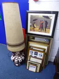 to include two limited edition signed prints by Philip Martin, maps photo frames, wall mirror etc and a large German pottery table lamp with shade (16) by Pictures And Prints, print (other), sold Jan 2016