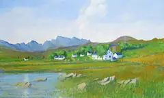 Carbost, Skye, Scotland Signed, and dated ‘91 Oil on canvas 71 x 114cm ++Some light craquelure in sky, good condition by John Mathison, Oil on canvas, sold Dec 2015