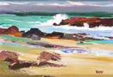 Waves and dark sky Signed with initials Oil on board 20 x 28.5cm ++Good condition by Donald McIntyre, Oil on board, sold Dec 2015
