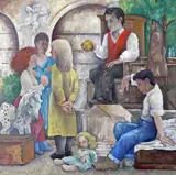 The Judgement of Paris Signed Oil on canvas 122 x 122cm by Michael Scott, Oil on canvas, sold Dec 2015