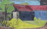 Farm buildings Signed and dated 47 Oil on board 21.5 x 32cm ++Good condition by Henry Cliffe, Oil on board, sold Dec 2015