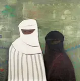 Carpet Sellers outside the City Signed and dated ‘80 also signed, titled, dated April 1980 and inscribed Tunisia verso Oil on canvas 79 x 79cm ++Good condition by Padraig Macmiadhachain, Oil on canvas, sold Dec 2015